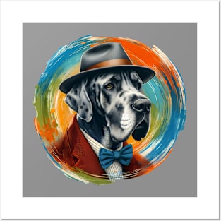 Great Dane Wearing a Hat Posters and Art